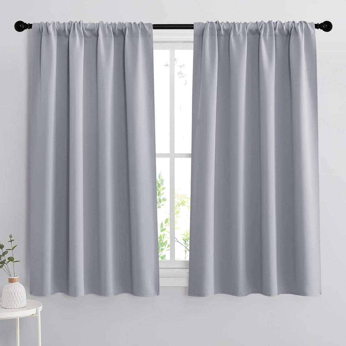 RYB HOME Blackout Curtains for Living Room Thermal Insulated Privacy Solar Drapes for Kids Bedroom Cafe Bathroom, 42 inch Width x 54 inch Length, Silver Grey, 2 Panels