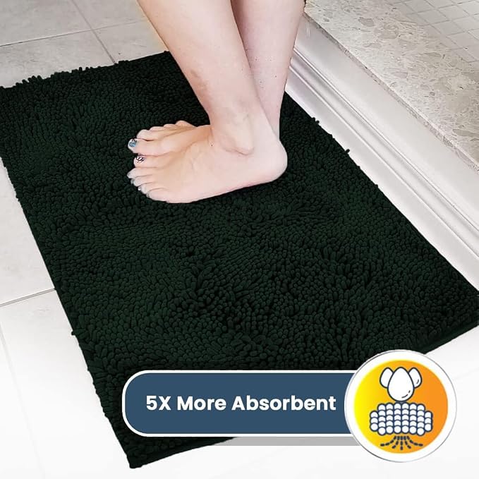 Muddy Mat® | Super Water Absorbent Door Mat Indoor, Microfiber Quick Dry Chenille Entryway Rug,Slip Resistant Front Door Mat,Indoor Mats for Entryway,Machine Washable Pet Rug, Hunter Green 20" x 33"