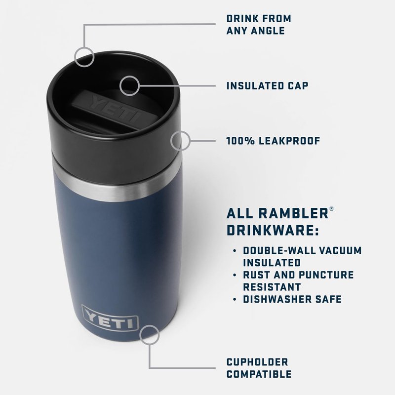 YETI Rambler 12 oz Travel Bottle, Stainless Steel, Vacuum Insulated with Leakproof Commuter Cap, Rescue Red