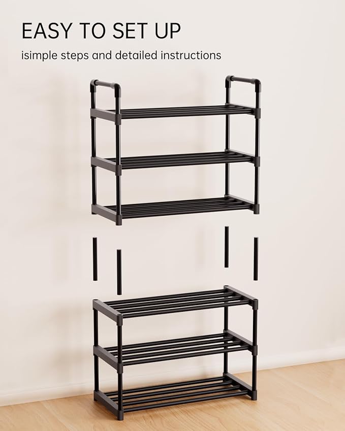 Metal Storage Shoe Rack,Large Capacity Shoe Organizer, Free Individual Assembly for 18-21 Pairs, for Entryway,Closet, Bedroom, Black (6 Tiers)