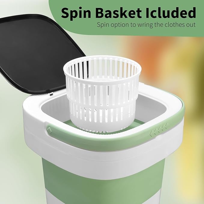 Portable Mini Washing Machine, 16L Upgraded with Spin Basket Laundry Machine, 3 Cleaning Modes Suitable for Small Clothes, Foldable Design Ideal for Hotel, Home, Apartment, Campain