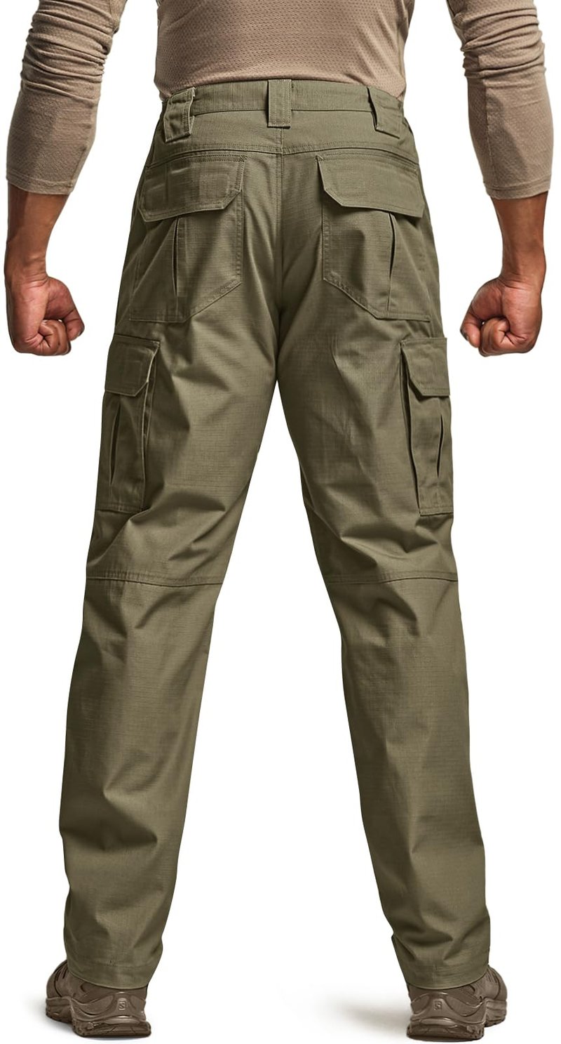 CQR Men's Tactical Pants, Water Resistant Ripstop Cargo Pants, Lightweight EDC Work Hiking Pants, Outdoor Apparel, Raider Soil Green, 32W x 30L