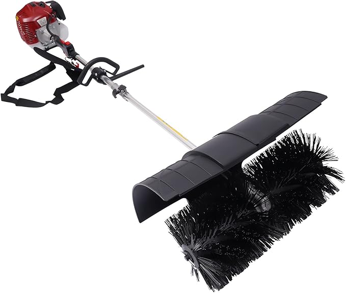 52CC Gas Power Lawns Sweeper, 2.3HP 2-Stroke Air Cooled Gasoline Sweeping Broom Machine, Lawn Cleaning Tools with Carrying Strap for Artificial Lawns Streets and Driveways