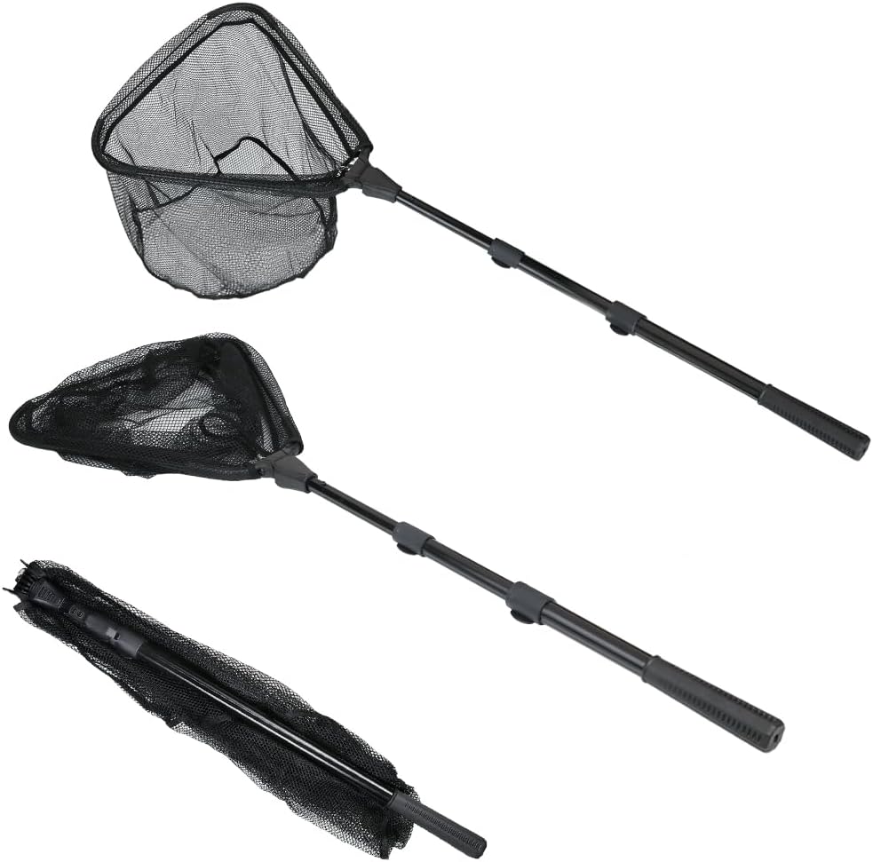 RESTCLOUD Fishing Landing Net - Telescoping Pole Handle, Extends 40-63 Inches for Freshwater Fishing