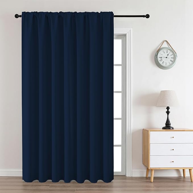 CUCRAF Navy Blue Blackout Curtains Customize, Rod Pocket Room Darkening Curtain