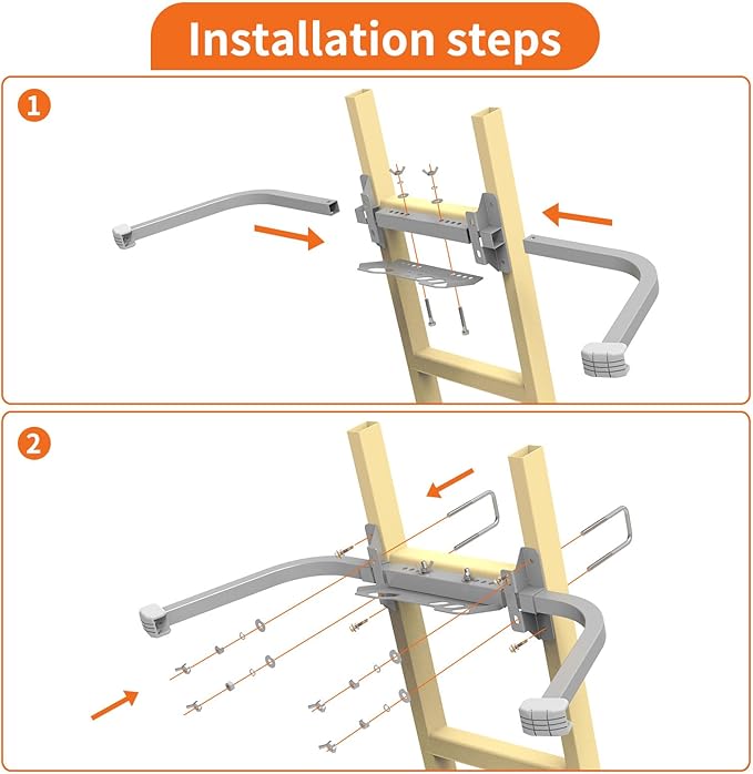 Aluminum Ladder Stabilizer, Heavy Duty Extended Ladder Accessories for Roof Gutter Guard Cleaning with Tool Tray, Ladder Stand-Off Wing Span with Non-Slip Rubber Bottom Pad