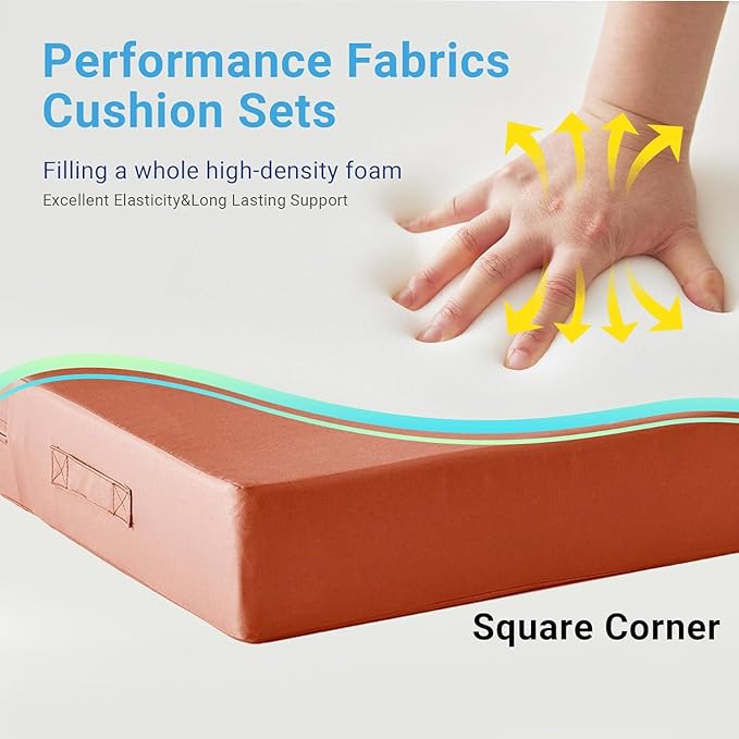 IPYNBAP Outdoor Cushions for Patio Furniture,Outdoor Seat Cushion Set 24 x 24 x 5.75 Inch,Waterproof & Fade Resistant Outdoor Chair Cushions,Deep Patio Chair Cushion with Removable Cover,Spice