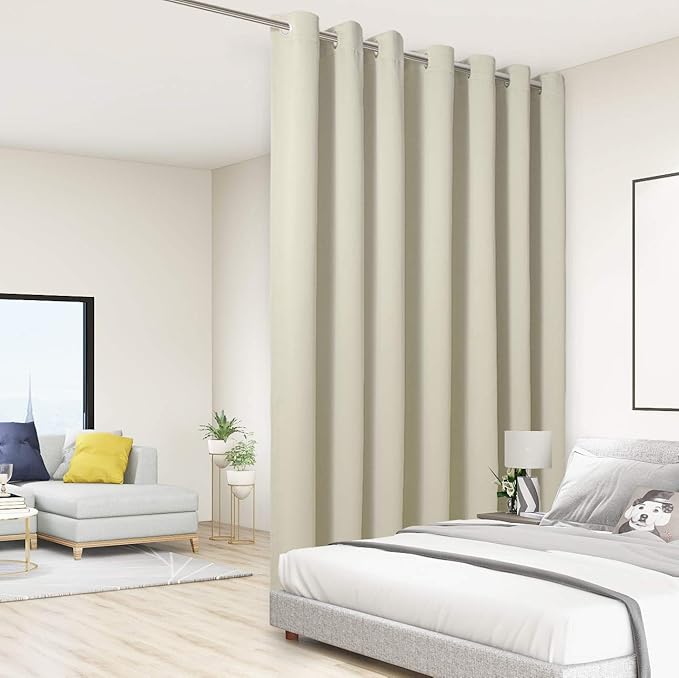BONZER Room Divider Blackout Curtain Extra Wide Room Darkening Total Privacy