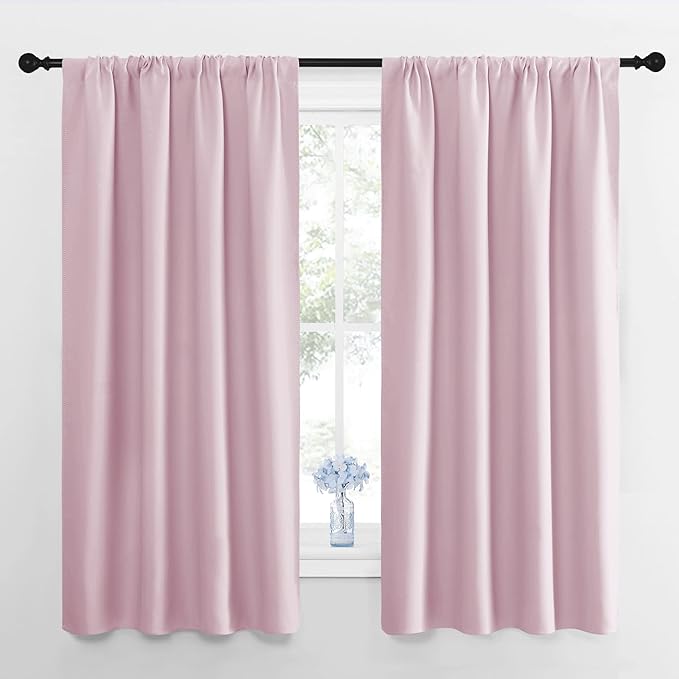 NICETOWN Window Curtains for Bedroom, Baby Pink, 2 Panels, W42 x L48 -Inch