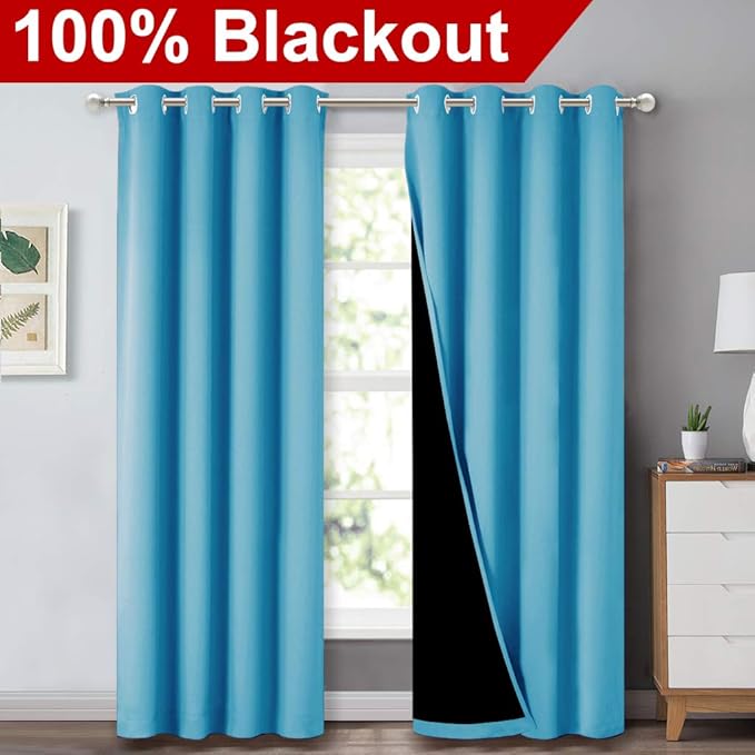 NICETOWN 100% Blackout Curtains 84 inches Long, Pair of Energy Smart & Noise