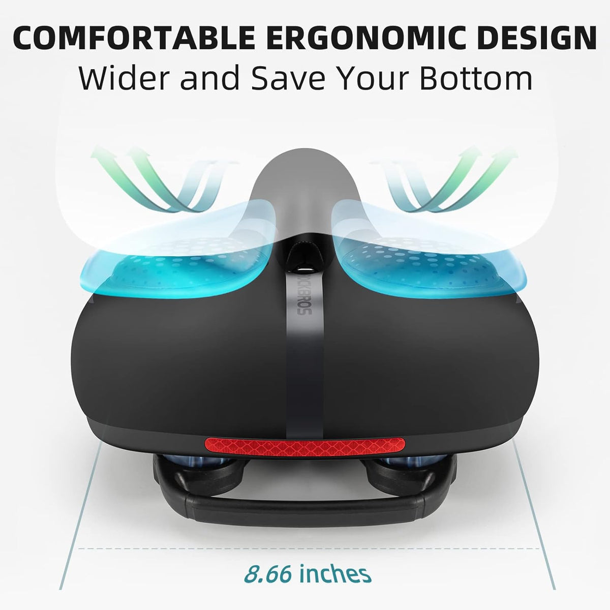 ROCKBROS Bike Seat - Comfortable Wide Gel Replacement Saddle | Breathable Waterproof Design for Cruiser & Mountain Bikes