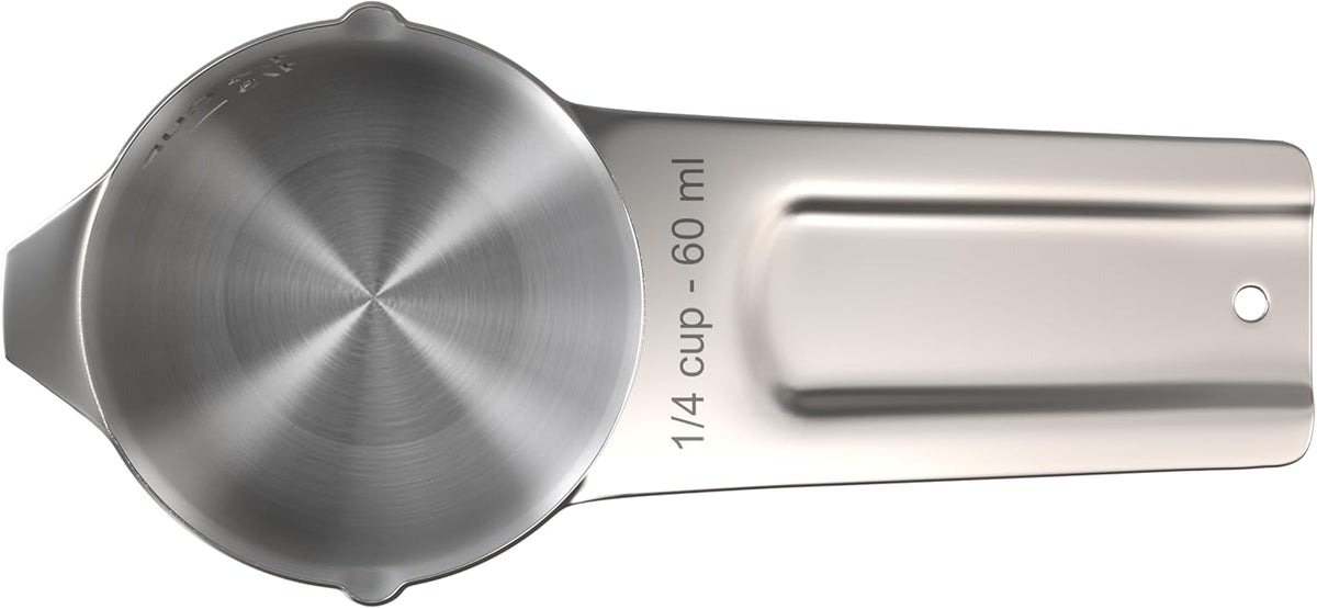 Color Up ¼ Cup Measuring Cup (60 ml) – Premium Chrome Stainless Steel, Accurate for Wet & Dry Ingredients, Embossed Markings, Easy-Pour Spouts, Dishwasher-Safe, Kitchen Essential