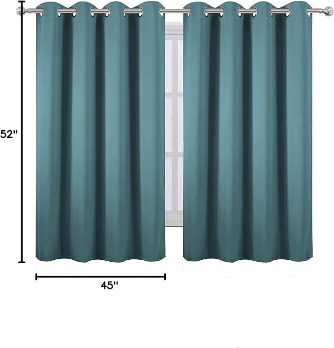LEMOMO Blackout Curtains 52 x 45 inch/Sea Teal Curtains Set of 2 Panels/Thermal
