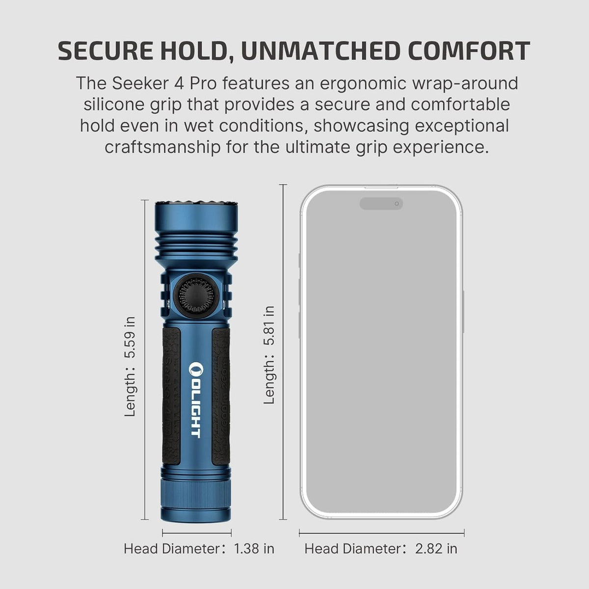 OLIGHT Seeker 4 Pro Rechargeable Flashlight - 4600 Lumens Bright Light | Waterproof IPX8 for Camping & Emergencies (Midnight Blue Cool White)
