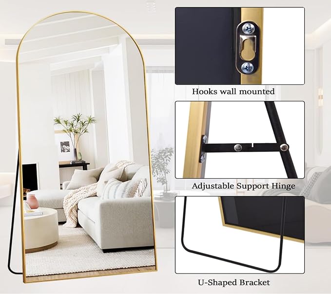 Rowjut Floor Full Length Mirror, Arched Mirrors Full Length 81"x41"