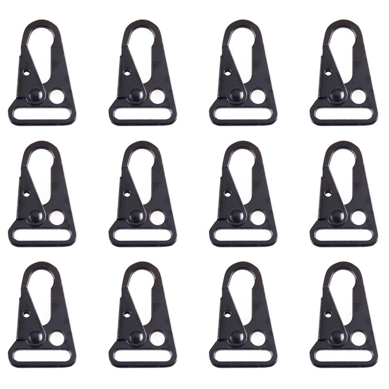 TRIWONDER Enlarged Mouth Clips HK Hook Heavy Duty Snap Hooks Sling Clips for Paracord Outdoors Bag Backpack (1" Black (12-Pack))