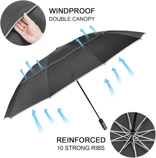 G4Free Inverted Umbrella - Windproof & Compact Design with Reflective Stripe | 54/62 Inch Automatic Open/Close
