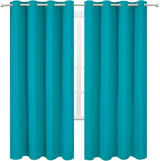 LEMOMO Blackout Curtains 66 x 72 Inch Long Teal Curtains Set of 2 Panels Room