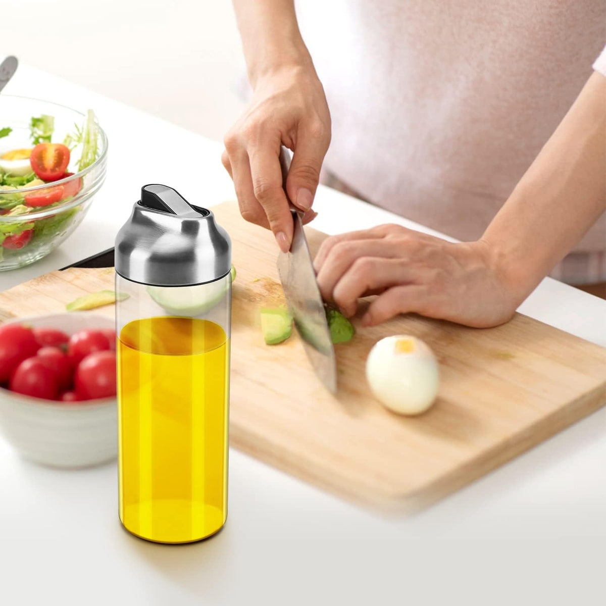 Aelga Olive Oil Dispenser Bottle - Glass Oil Dispenser - Dispenser Bottle for Kitchen with Stainless Steel Spout
