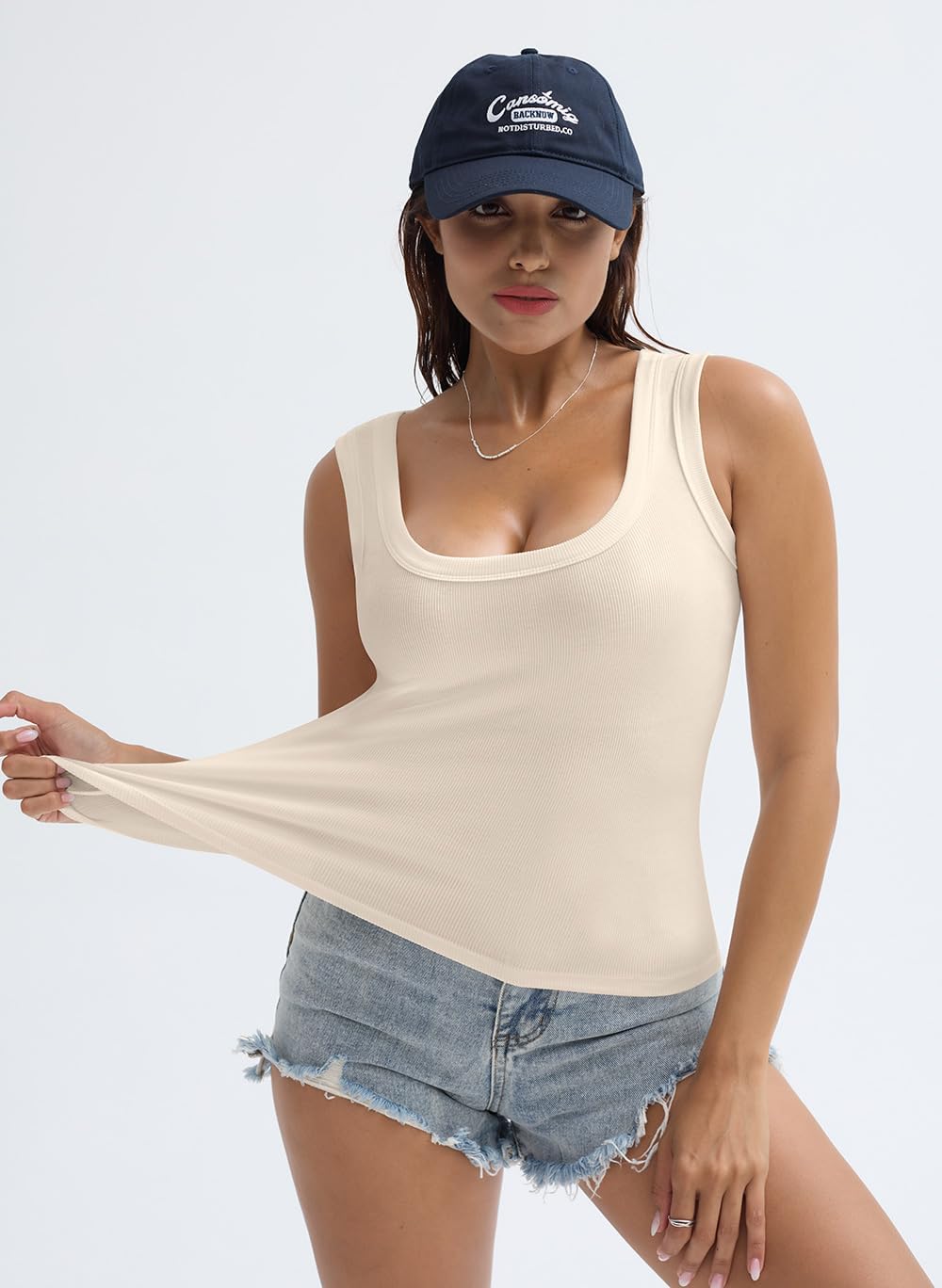 SVALIY Women's Fitted Ribbed Tank Top - Square Neck Sleeveless Shirt | Summer Essential