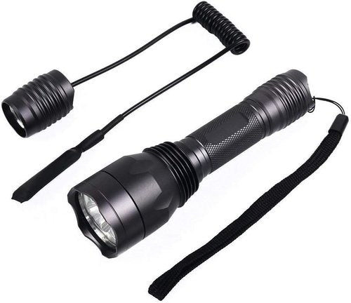 BESTSUN Predator Light 350 Yards Red LED Flashlight Night Hunting Light Coyotes Varmints Hog Hunt Tactical Flashlights with Pressure Switch, Scope & Picatinny Mounts