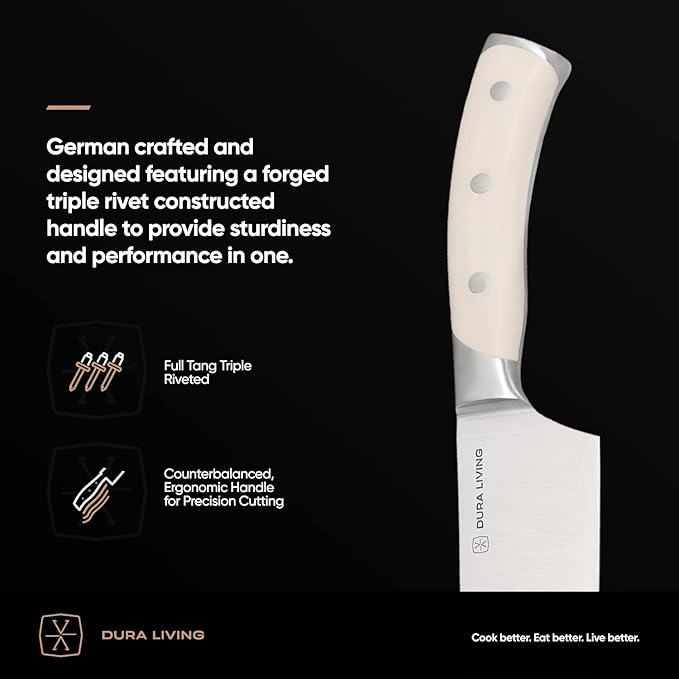 2-Piece Kitchen Knife Set – Ultra Sharp Precision German Stainless Steel Blades, 5” Utility & 3.5” Paring Knife with Ergonomic Handles, Multipurpose for Slicing & Peeling, Cream Handle