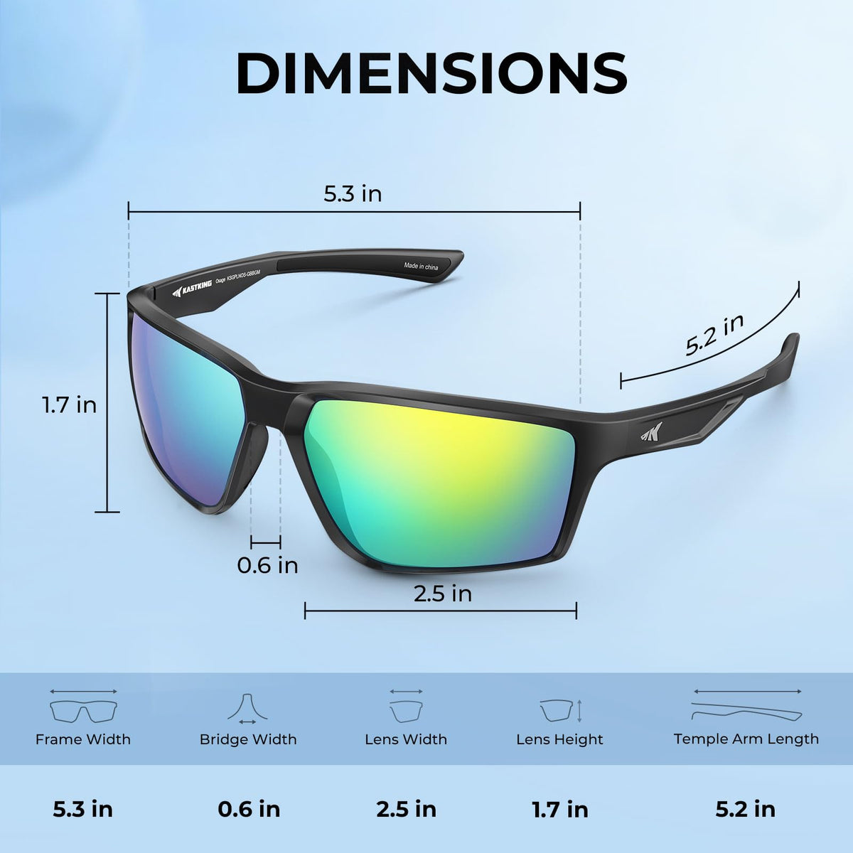 KastKing Osage Polarized Sport Sunglasses for Men and Women, Ideal for Driving Fishing Cycling Running, UV Protection