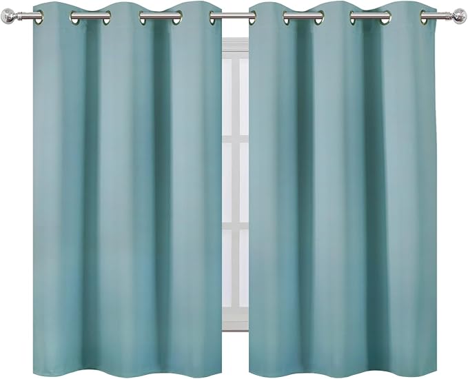 LEMOMO Stone Blue Blackout Curtains/38 x 54 Inch/Set of Two Panels Grommet