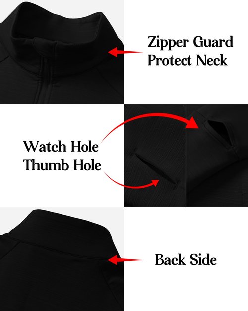 Locachy Men's Lightweight Quick Dry Athletic Jacket Full Zip Stand Collar Running Workout Performance Shirt Black L