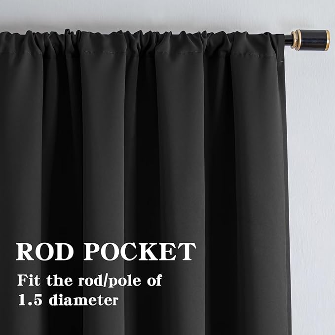 IGEMAEVE Blackout Curtains 84 Inch Length 2 Panels Set, Rod Pocket Energy