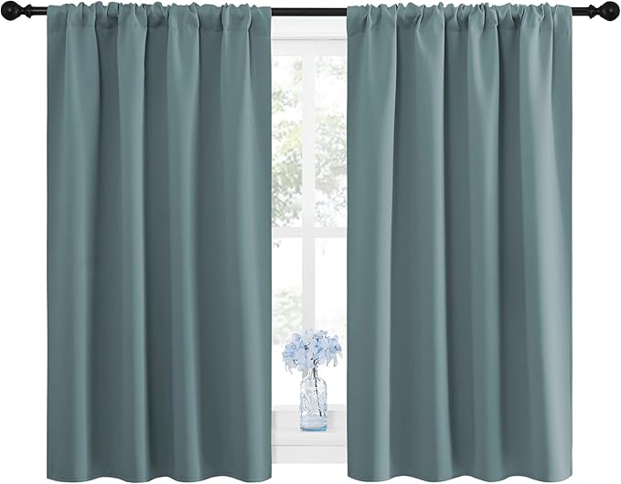 NICETOWN Greyish Blue Blackout Curtains Panels