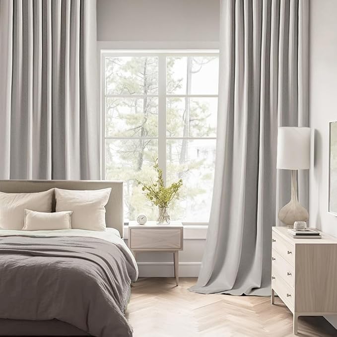 MIULEE Stone Back Tab Blackout Curtains 120 Inch Long 2 Panels Set