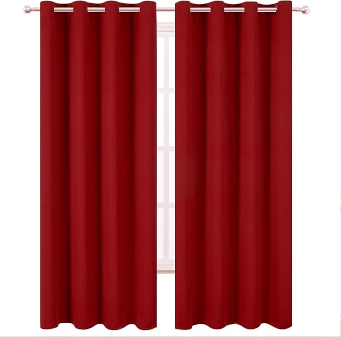 LEMOMO Blackout Curtains 52 x 120 Inch Long Red Curtains Set of 2 Panels Room