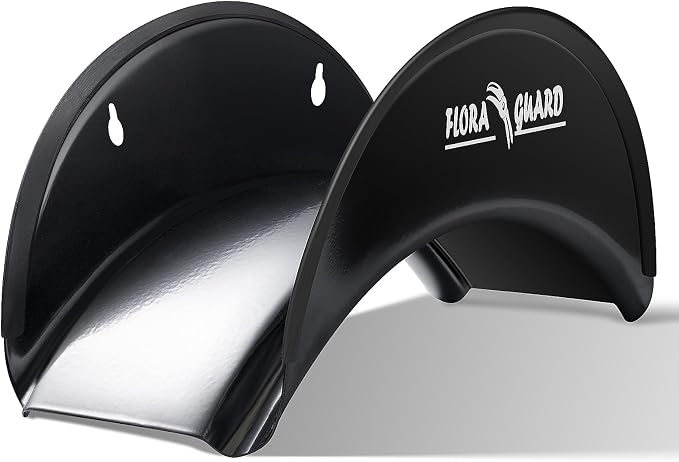 FLORA GUARD Garden Hose Reels, Hose Holder Wall Mount - Heavy Duty Metal Hose Hanger Holds Up to 125Ft, Garden Water Hose Holder for Outside Yard, Anti-Rust Anti-Slip (2pcs Black)