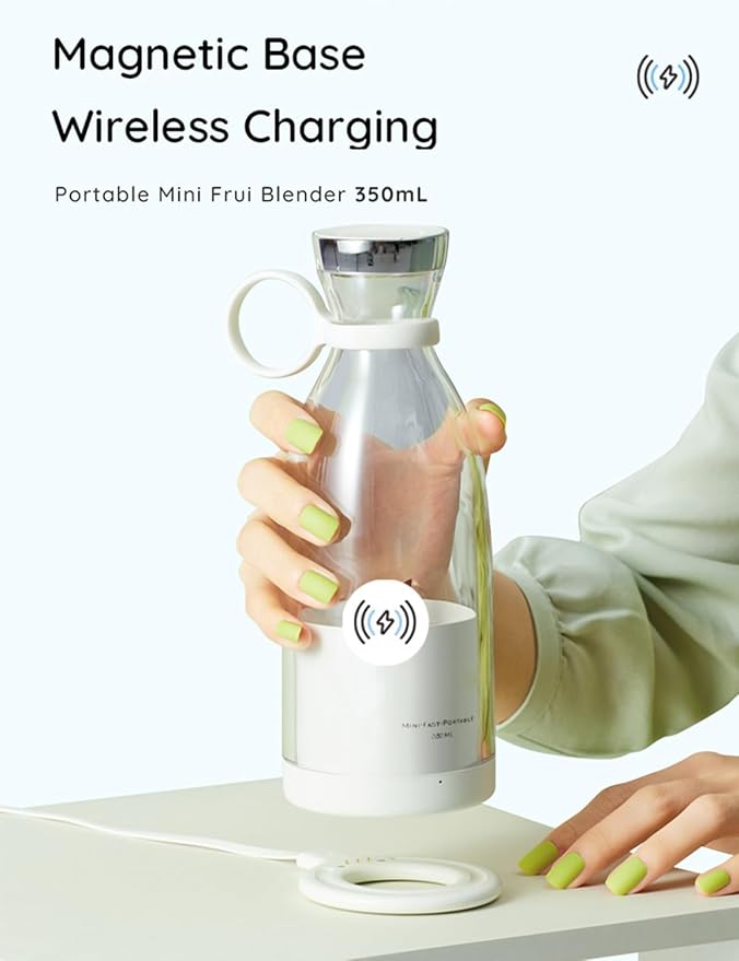 JuiceNGobrand - JuiceNGo Portable Blender, Cordless Juice N Go Portable Blender for Smoothies, Smoothie Blenders with Stainless Steel Blades for Shakes and Smoothies (White-A)