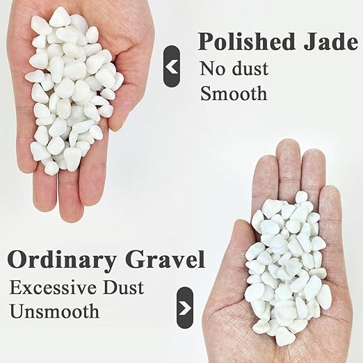 YISZM 2LB Succulent and Cactus Gravel Pebbles, 3/8 Inch Natural Decorative Polished Stones, River Rocks for Plants, Vases, Aquariums, Terrarium and Outdoor Gardening, White