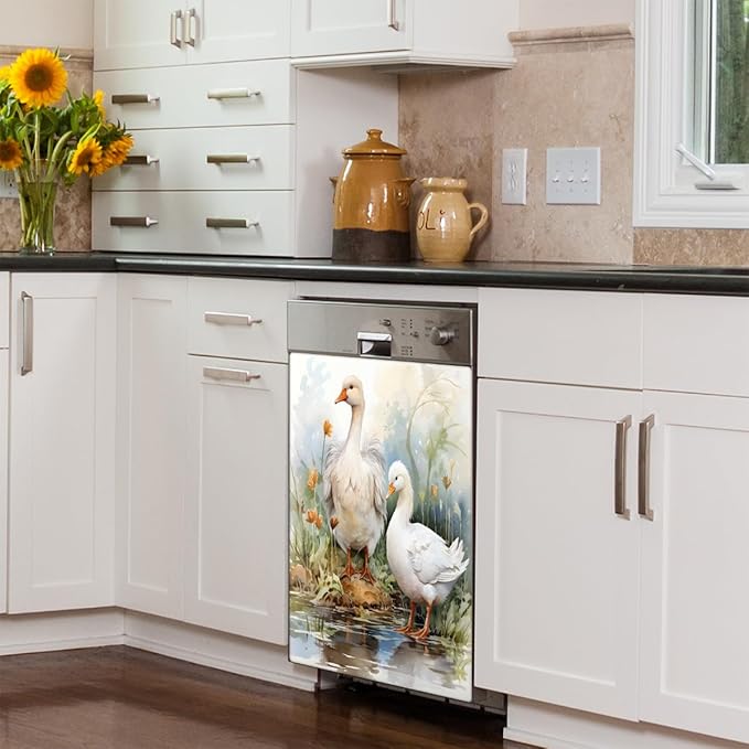 Dishwasher Magnet Cover Farm Animal Duck Reusable Dishwasher Magnetic Cover Sticker Decorative Dish Washer Door Cover Panel for Home Kitcen Appliance