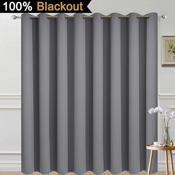 Yakamok 100% Blackout Thermal Insulated Grommet Curtains, Noise Reducing
