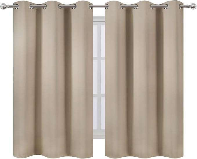 LEMOMO Khaki Blackout Curtains/38 x 54 Inch/Set of Two Panels Grommet Living