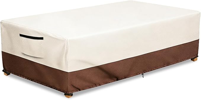 Waterproof Patio Coffee Table Cover, Rectangular Outdoor Small Side Table Cover - Fits up to 48L x 28W x 16H inches, Beige ﻿