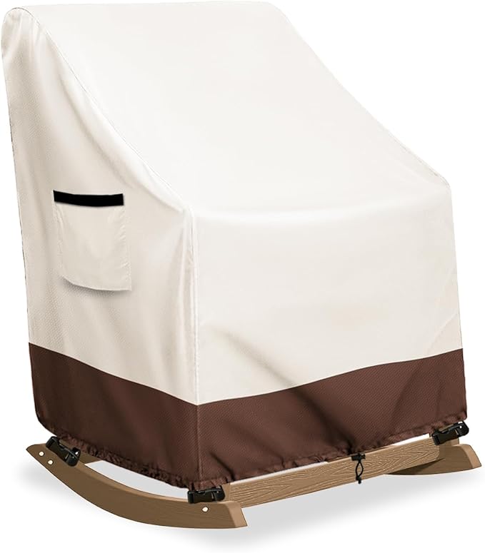 Outdoor Adirondack Rocking Chair Cover,Heavy Duty 600D Waterproof Patio Rocking Chairs Cover for 32" W x 35" D x 32" H Rocking Chair,Beige