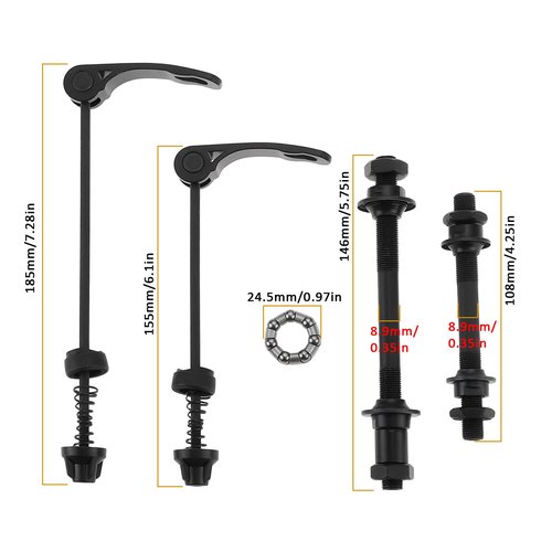 Briny River 1Set Bicycle Front Rear Axle Tools Set Front and Rear Skewers Bike Quick Release Skewer for 6/7/ 8 Speed Bikes