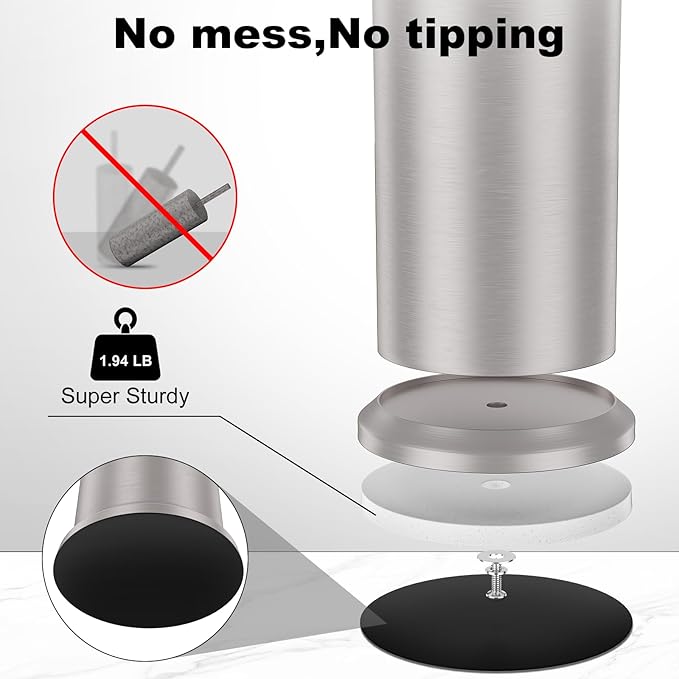 Stain Nickel Toilet Brush and Holder，Extra Long Handled Toilet Brush for Bathroom，Stainless Steel Heavy Duty Toilet Bowl Brush,Removable Inner Bowl,Deep Cleaning Dense Bristles Brush -Space Saving