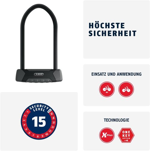 ABUS Granit X-Plus 540 U-Lock for Bikes - Heavy-Duty Security, 9" Shackle, Black