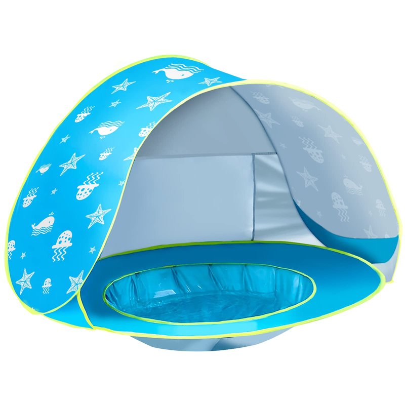 Beach Tent Toddlers Pool Tents Pop Up Portable Toys Sun shelter UV Protection Shade for Infant with Carry Bag (Blue)
