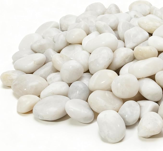 Mr. Fireglass 5lb White River Rocks, 3/8 inch Natural Decorative Polished Pebbles Aquarium Gravel Stones for Landscaping, Indoor Plants, Vase, Succulent, Fish Tank