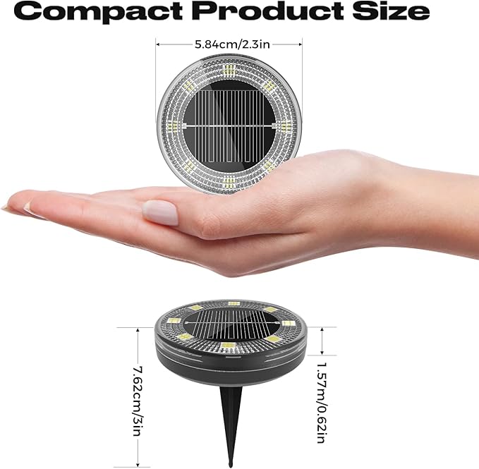 Peasur Mini Solar Ground Lights, 30 Pack Flat Solar Disc Lights Outdoor Waterproof, 2.3 Inch Small Solar Garden Lights Landscape Lighting for Outside Pathway Garden Yard Lawn Walkway,Warm White