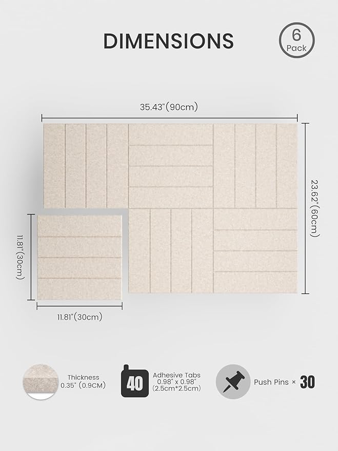 Bumusty Large Cork Board Alternative-36 x 24" Felt Bulletin Board Tiles