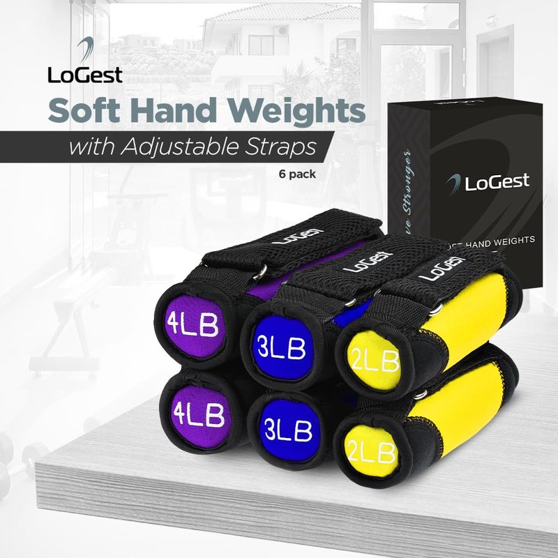 LoGest Soft Hand Weights with Adjustable Straps - 1 2 3 4 LB SET