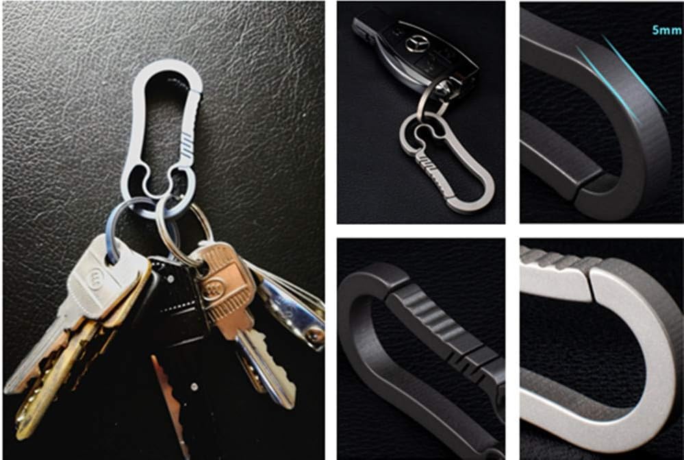 Ultralight Aviation Titanium Anti-Lost Keychain Carabiner Creative CNC Design Keychain 26mm Titanium Key Ring